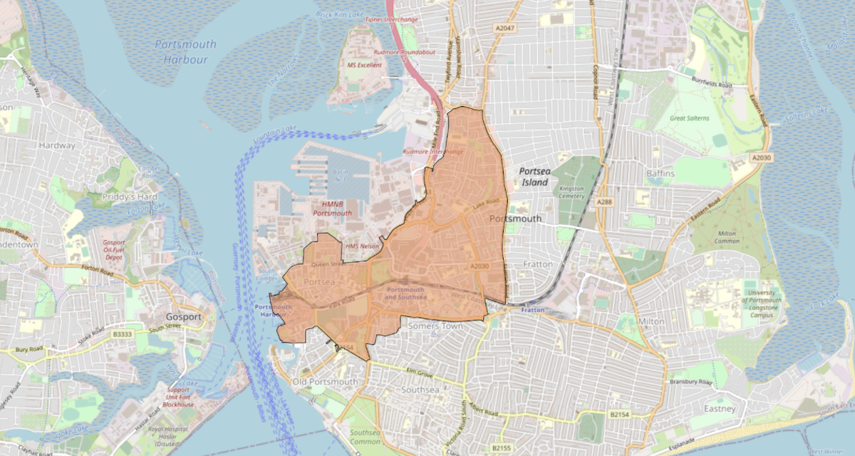 Area covered by Portsmouth CAZ
