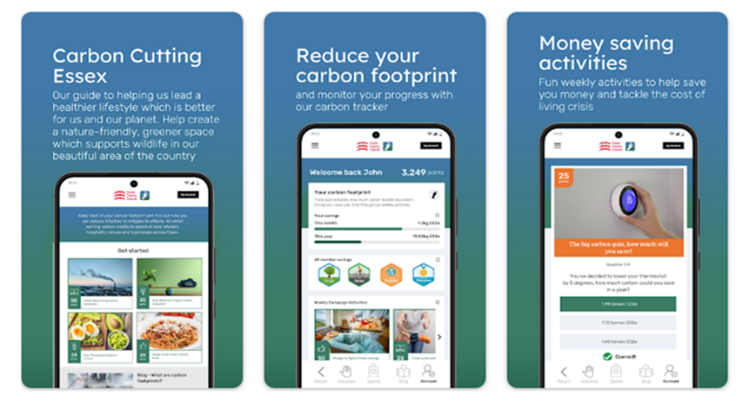 The Carbon Cutting Essex app was launched in collaboration with Greenredeem.