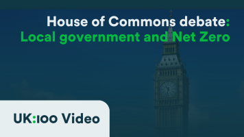 A thumbnail image showing the YouTube thumbnail for the UK Parliament Debate on the role of local government in achieving Net Zero
