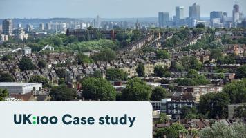 A view over the rooftops of Haringey neighbourhood Crouch End in London.