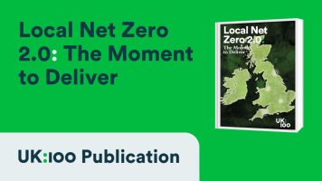 A thumbnail image showing the front cover of UK100's Local Net Zero 2.0: The Moment to Deliver report