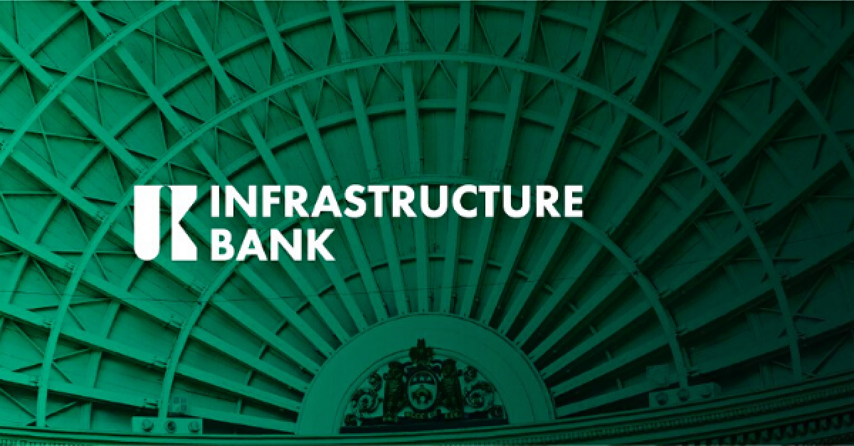 UK Infrastructure Bank logo in white on a green background