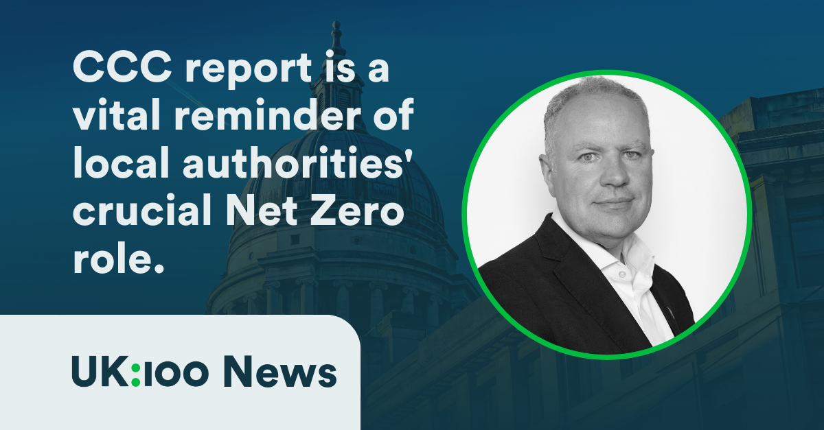 A graphic with an image of Jason Torrance explains this post is press release titled "CCC report is a vital reminder of local authorities' crucial Net Zero role."