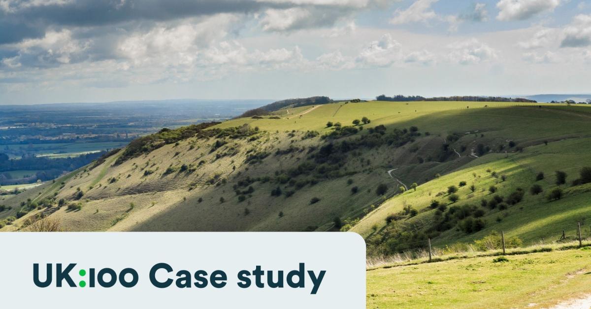 A landscape view of a sunny South Downs National Park.