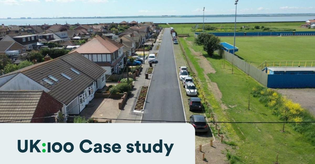 Drone shot of the finished project on a street on Canvey Island in Essex